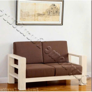 ChunKy White : Ghế Sofa Đôi Gỗ Sồi Kèm Nệm